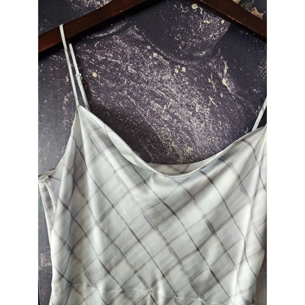 Vince Womens Grey White‎ Plaid Cowl Neck Spaghetti Strap Midi Slip Dress - Picture 7 of 11
